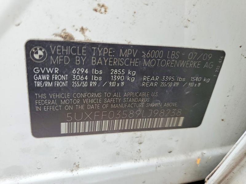 57897196 :رقم المزاد ، 5UXFF03589LJ98238 vin ، 2009 Bmw X5 مزاد بيع