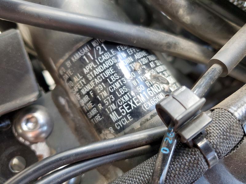 Aukcja sprzedaży 2022 Kawasaki Ex650, vin: ML5EXEM16NDA65496, numer aukcji: 57535866