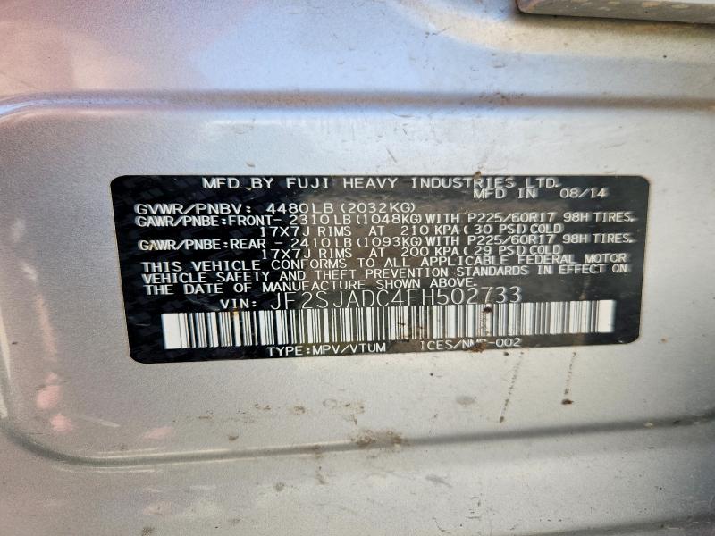 55637226 :رقم المزاد ، JF2SJADC4FH502733 vin ، 2015 Subaru Forester مزاد بيع