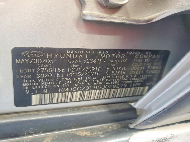 Aukcja sprzedaży 2005 Hyundai Santa Fe, vin: KM8SC73E95U029279, numer aukcji: 57511066
