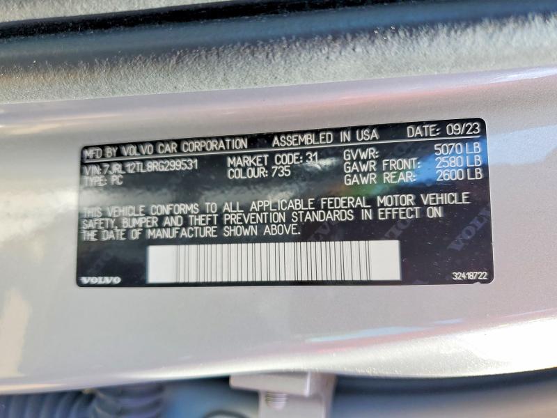 Aukcja sprzedaży 2024 Volvo S60, vin: 7JRL12TL8RG299531, numer aukcji: 54770556
