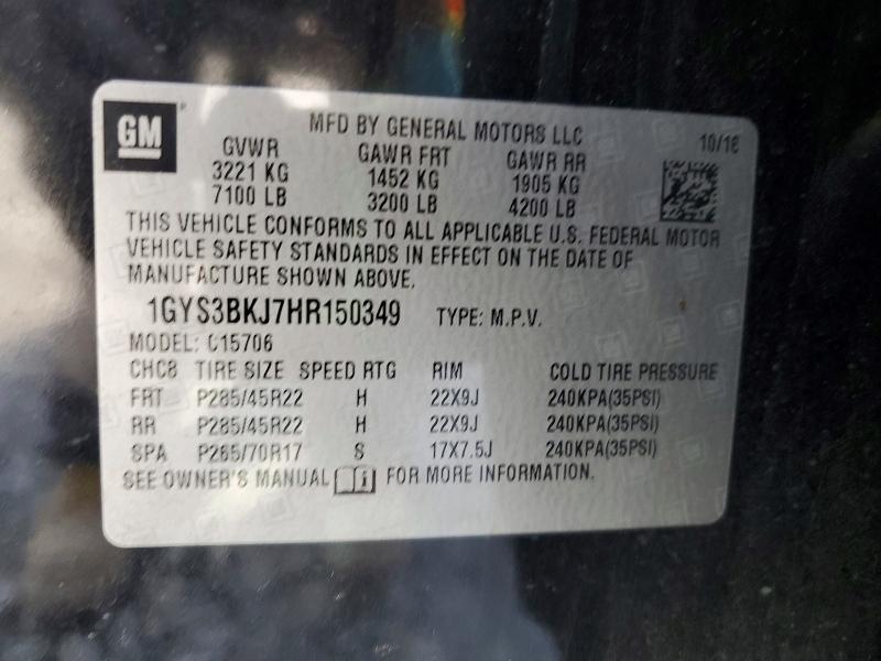 Продаж на аукціоні авто 2017 Cadillac Escalade, vin: 1GYS3BKJ7HR150349, номер лоту: 57012436