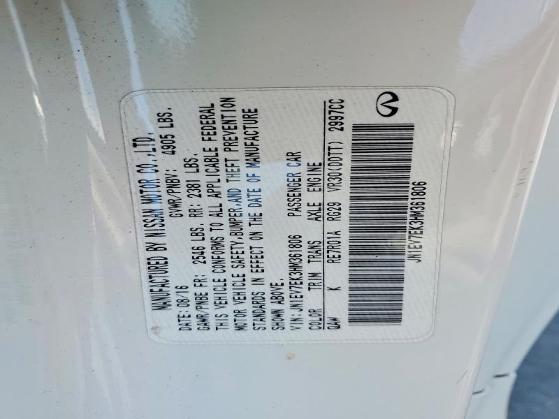 Aukcja sprzedaży 2017 Infiniti Q60, vin: JN1EV7EK3HM361806, numer aukcji: 59300866