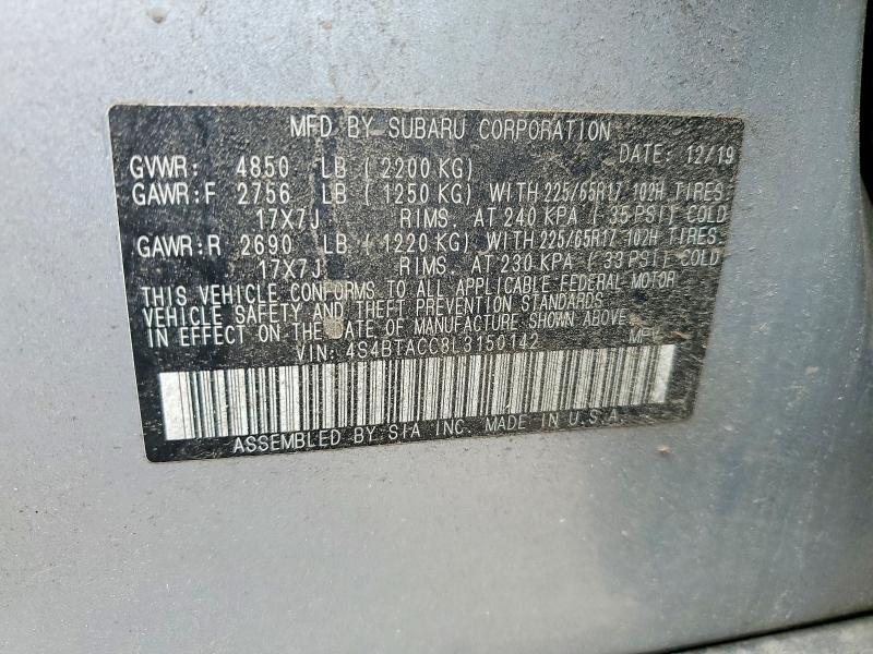 Продаж на аукціоні авто 2020 Subaru Outback, vin: 4S4BTACC8L3150142, номер лоту: 56523876