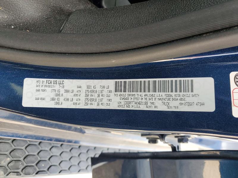 Aukcja sprzedaży 2019 Ram 1500, vin: 1C6SRFFT4KN621189, numer aukcji: 58919576