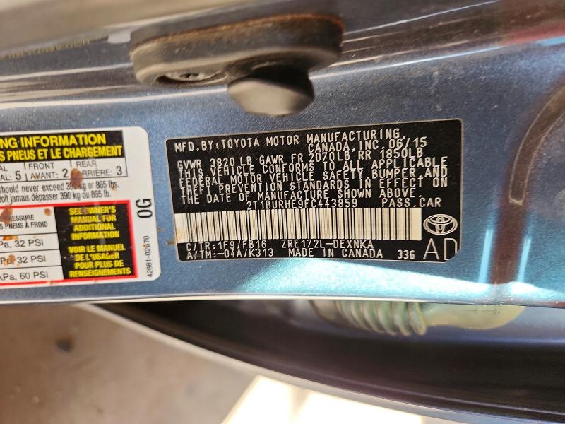 Продажа на аукционе авто 2015 Toyota Corolla, vin: 2T1BURHE9FC443859, номер лота: 56690236
