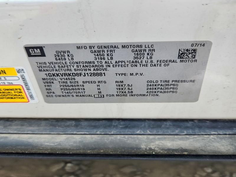 Продаж на аукціоні авто 2015 Gmc Acadia, vin: 1GKKVRKD8FJ128881, номер лоту: 58119956