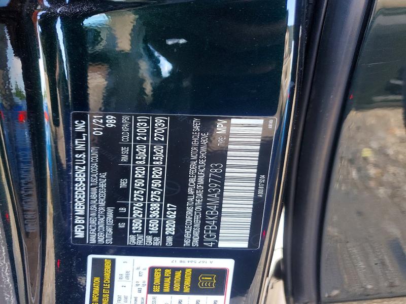 Aukcja sprzedaży 2021 Mercedes-benz Gle, vin: 4JGFB4KB4MA397783, numer aukcji: 57447546