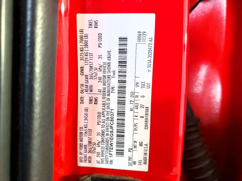 Продаж на аукціоні авто 2018 Ford F150, vin: 1FTEW1EG9JFC80371, номер лоту: 57003436