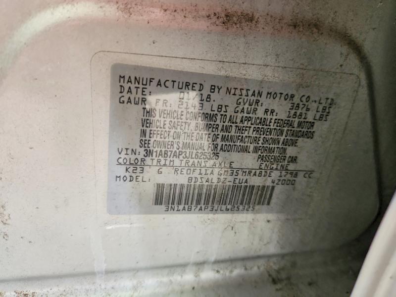 Aukcja sprzedaży 2018 Nissan Sentra, vin: 3N1AB7AP3JL625325, numer aukcji: 56584636