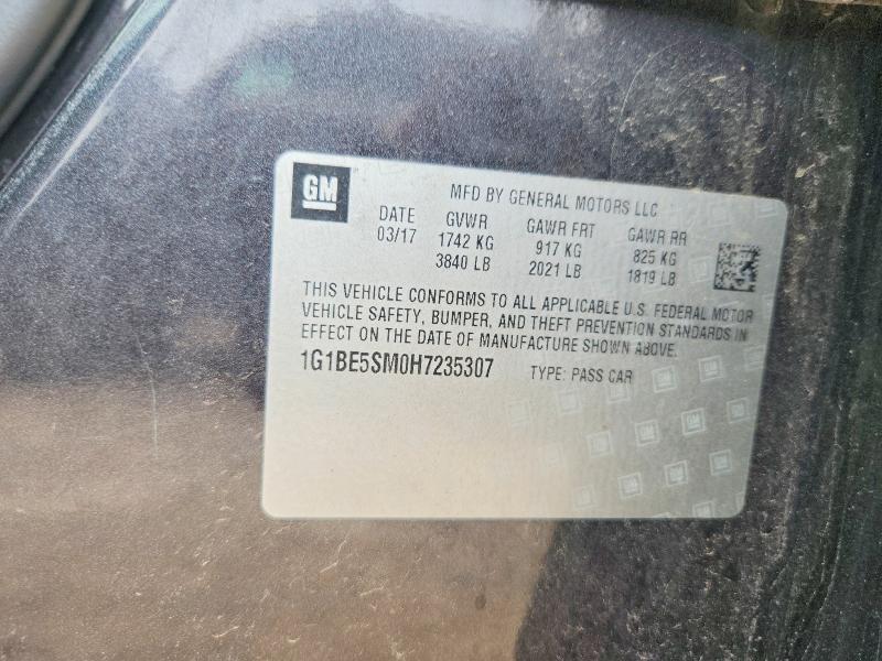 2017 Chevrolet Cruze მანქანა იყიდება აუქციონზე, vin: 1G1BE5SM0H7235307, აუქციონის ნომერი: 56365136
