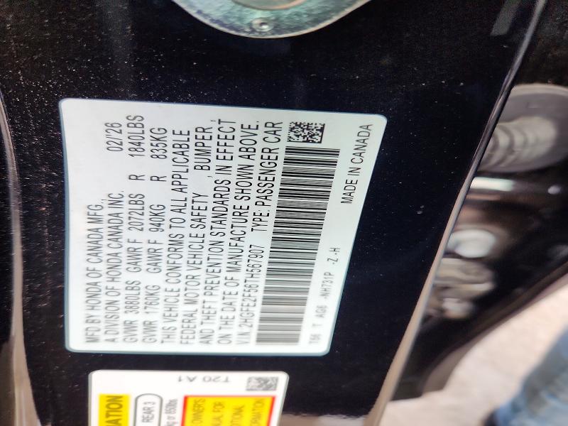 2026 Honda Civic მანქანა იყიდება აუქციონზე, vin: 2HGFE2F56TH567907, აუქციონის ნომერი: 57561056