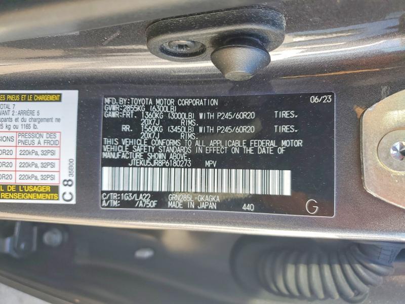 Продаж на аукціоні авто 2023 Toyota 4runner, vin: JTEKU5JR8P6180273, номер лоту: 55914066