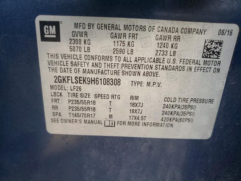 Aukcja sprzedaży 2017 Gmc Terrain, vin: 2GKFLSEK9H6108308, numer aukcji: 58366596