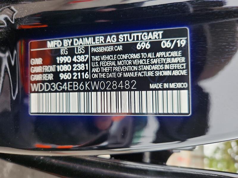58047036 :رقم المزاد ، WDD3G4EB6KW028482 vin ، 2019 Mercedes-benz A مزاد بيع