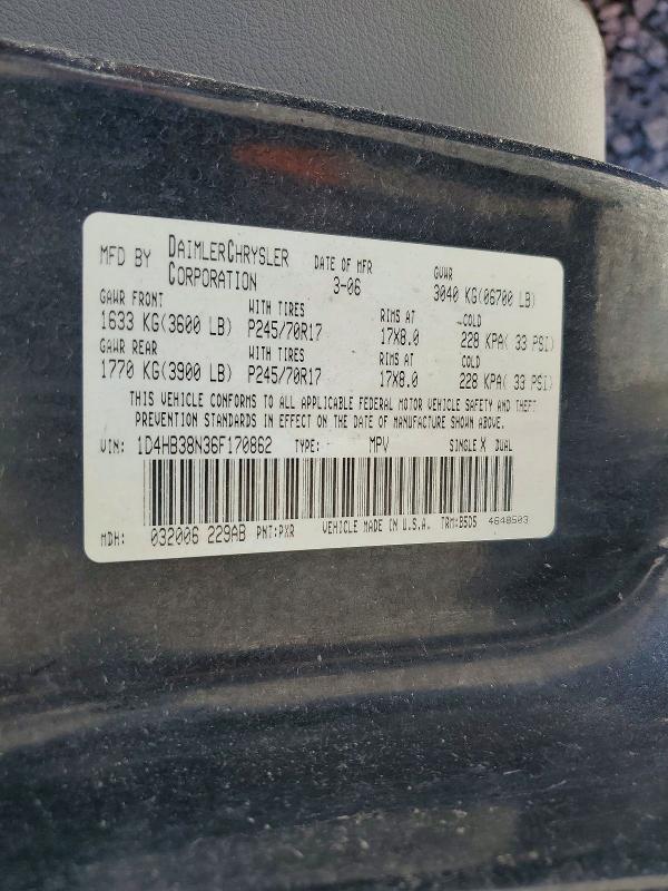 2004 Dodge Durango მანქანა იყიდება აუქციონზე, vin: 1D4HB38N36F170862, აუქციონის ნომერი: 57088076