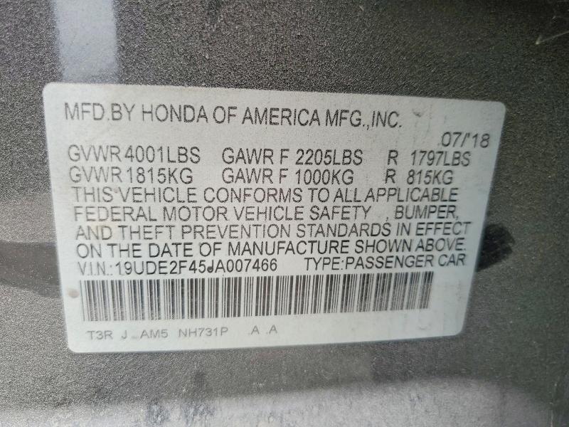 Aukcja sprzedaży 2018 Acura Ilx, vin: 19UDE2F45JA007466, numer aukcji: 55796876