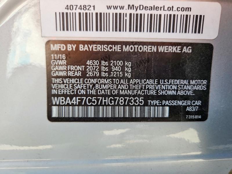 58872276 :رقم المزاد ، WBA4F7C57HG787335 vin ، 2017 Bmw 430i مزاد بيع