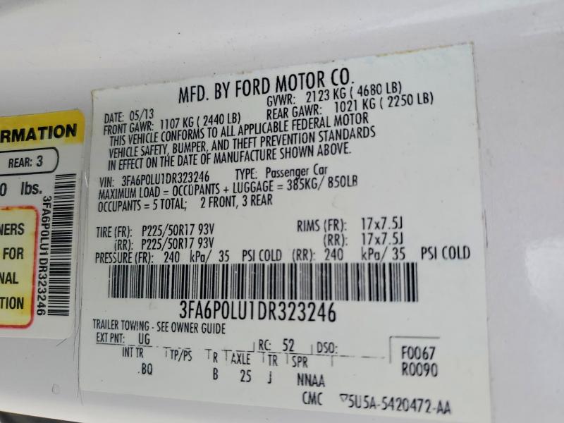 2013 Ford Fusion მანქანა იყიდება აუქციონზე, vin: 3FA6P0LU1DR323246, აუქციონის ნომერი: 57532196