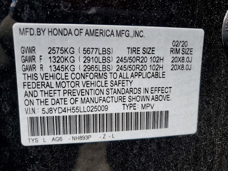 Продаж на аукціоні авто 2020 Acura Mdx, vin: 5J8YD4H55LL025009, номер лоту: 55863786