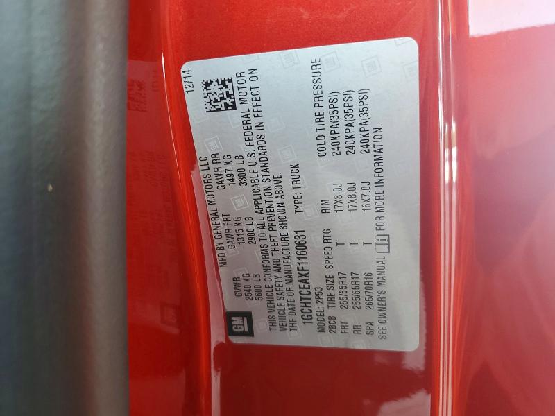 59118736 :رقم المزاد ، 1GCHTCEAXF1160631 vin ، 2015 Chevrolet Colorado مزاد بيع