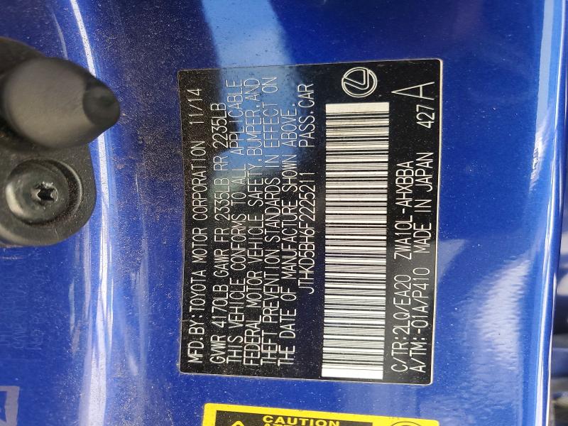 Продаж на аукціоні авто 2015 Lexus Ct, vin: JTHKD5BH6F2225211, номер лоту: 55746106