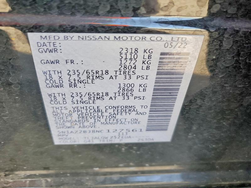 Продажа на аукционе авто 2022 Nissan Murano, vin: 5N1AZ2BJ8NC127561, номер лота: 58374446