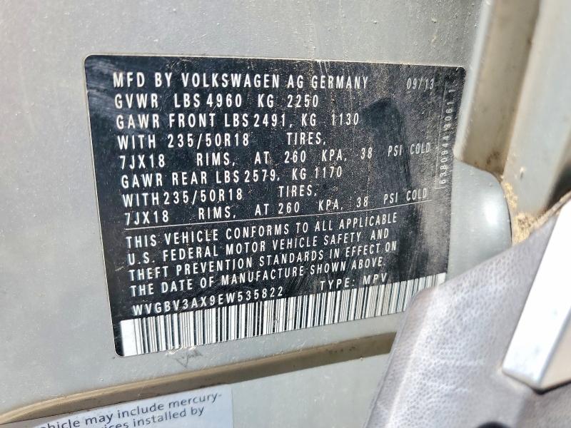 Продажа на аукционе авто 2014 Volkswagen Tiguan, vin: WVGBV3AX9EW535822, номер лота: 57343856