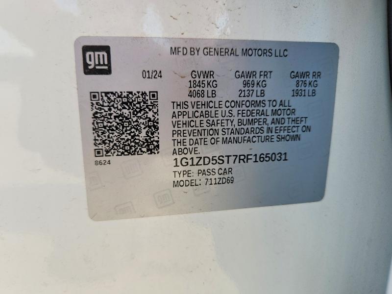 Aukcja sprzedaży 2024 Chevrolet Malibu, vin: 1G1ZD5ST7RF165031, numer aukcji: 56222906