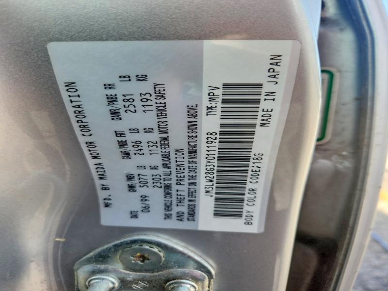 Aukcja sprzedaży 2000 Mazda Mpv, vin: JM3LW28G3Y0111928, numer aukcji: 58715596
