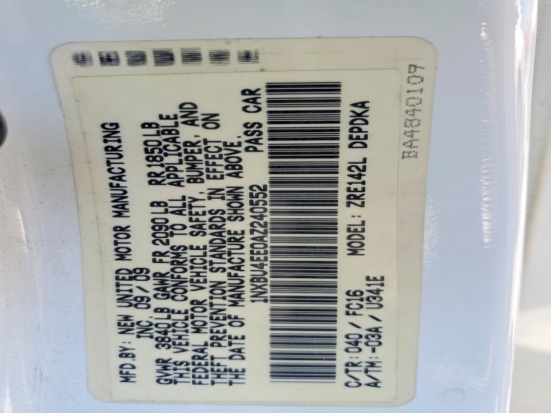 Продажа на аукционе авто 2010 Toyota Corolla, vin: 1NXBU4EE0AZ240552, номер лота: 51812866