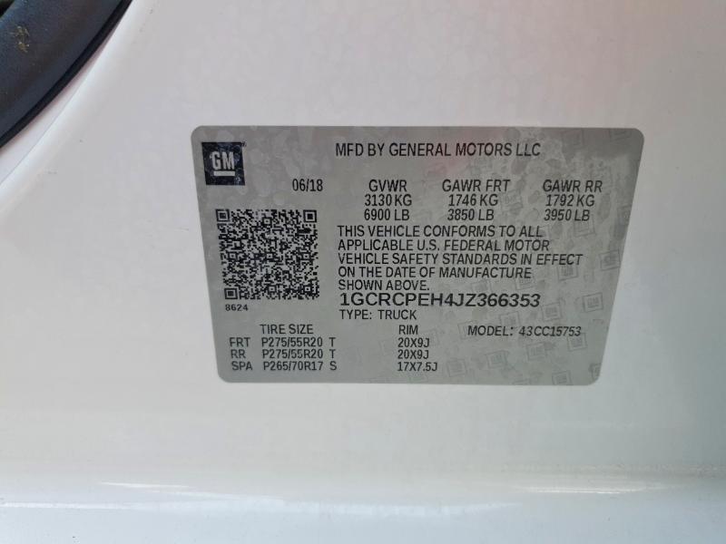 Продажа на аукционе авто 2018 Chevrolet Silverado, vin: 1GCRCPEH4JZ366353, номер лота: 85611065