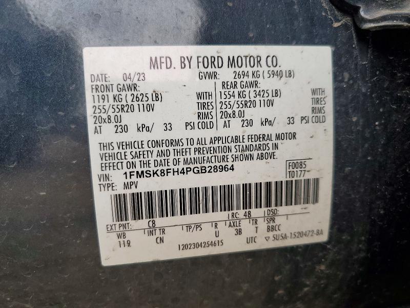 Aukcja sprzedaży 2023 Ford Explorer, vin: 1FMSK8FH4PGB28964, numer aukcji: 57216146