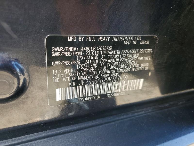 Продажа на аукционе авто 2009 Subaru Forester, vin: JF2SH64629H747859, номер лота: 58194356