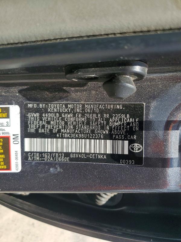 58392716 :رقم المزاد ، 4T1BK3EK9BU122376 vin ، 2011 Toyota Camry مزاد بيع