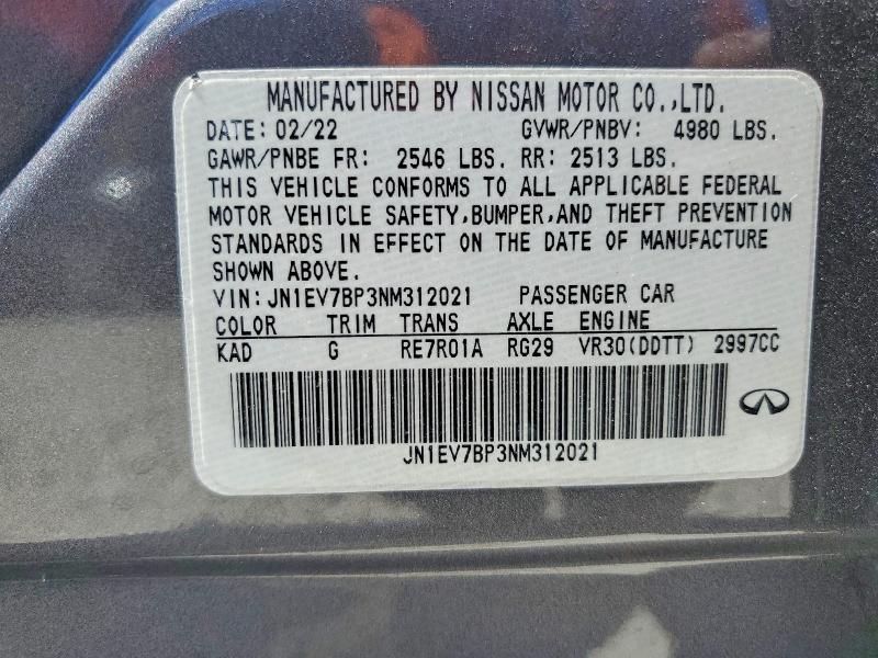 Продаж на аукціоні авто 2022 Infiniti Q50, vin: JN1EV7BP3NM312021, номер лоту: 58076466