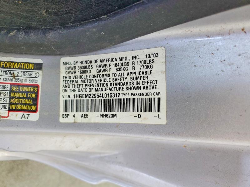 57046986 :رقم المزاد ، 1HGEM22954L015312 vin ، 2004 Honda Civic مزاد بيع