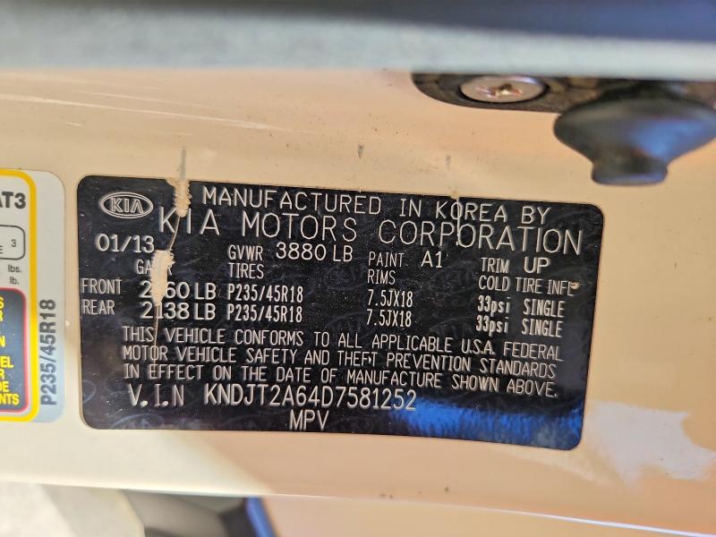 Продажа на аукционе авто 2013 Kia Soul, vin: KNDJT2A64D7581252, номер лота: 54431656