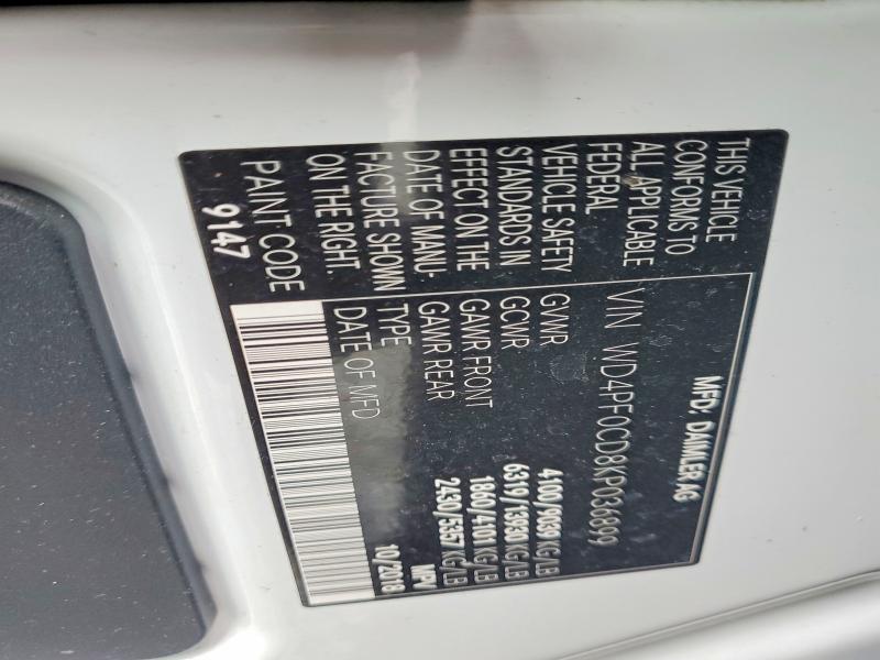 Продаж на аукціоні авто 2019 Mercedes-benz Sprinter, vin: WD4PF0CD8KP036899, номер лоту: 58874306