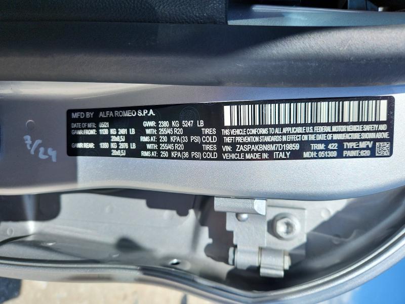 Продаж на аукціоні авто 2021 Alfa Romeo Stelvio, vin: ZASPAKBN8M7D19859, номер лоту: 55155426