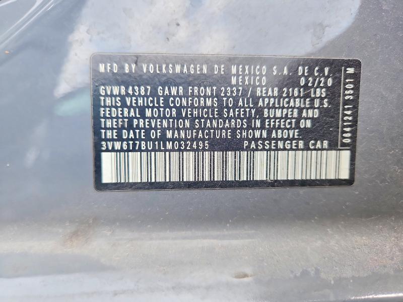 56317746 :رقم المزاد ، 3VW6T7BU1LM032495 vin ، 2020 Volkswagen Jetta مزاد بيع
