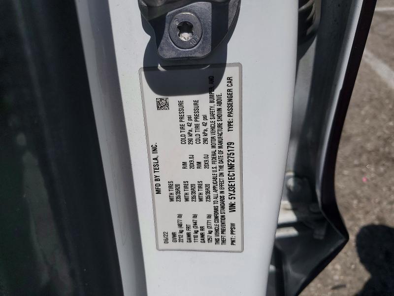 Aukcja sprzedaży 2022 Tesla Model 3, vin: 5YJ3E1EC1NF275179, numer aukcji: 57526026