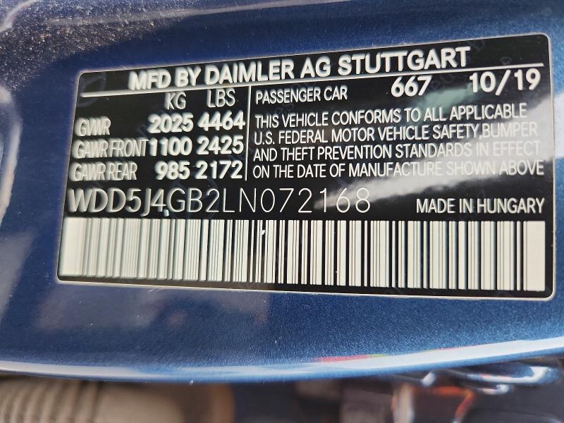Продаж на аукціоні авто 2020 Mercedes-benz Cla, vin: WDD5J4GB2LN072168, номер лоту: 59099646