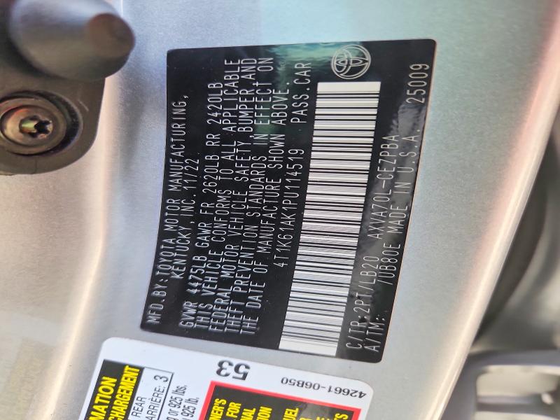 55774556 :رقم المزاد ، 4T1K61AK1PU114519 vin ، 2023 Toyota Camry مزاد بيع