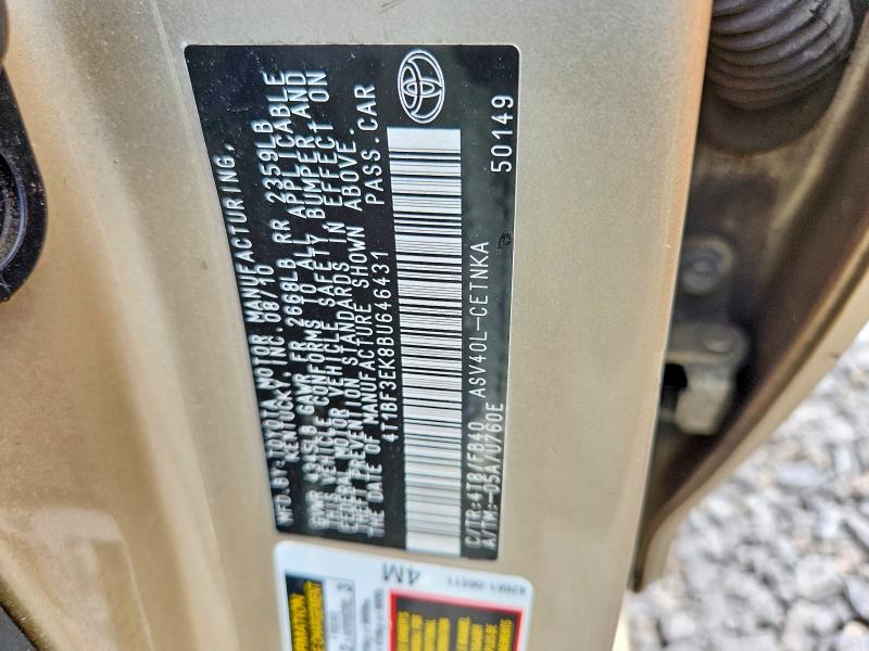 Продаж на аукціоні авто 2011 Toyota Camry, vin: 4T1BF3EK8BU646431, номер лоту: 56165166
