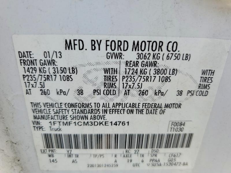 Aukcja sprzedaży 2013 Ford F150, vin: 1FTMF1CM3DKE14761, numer aukcji: 59201136