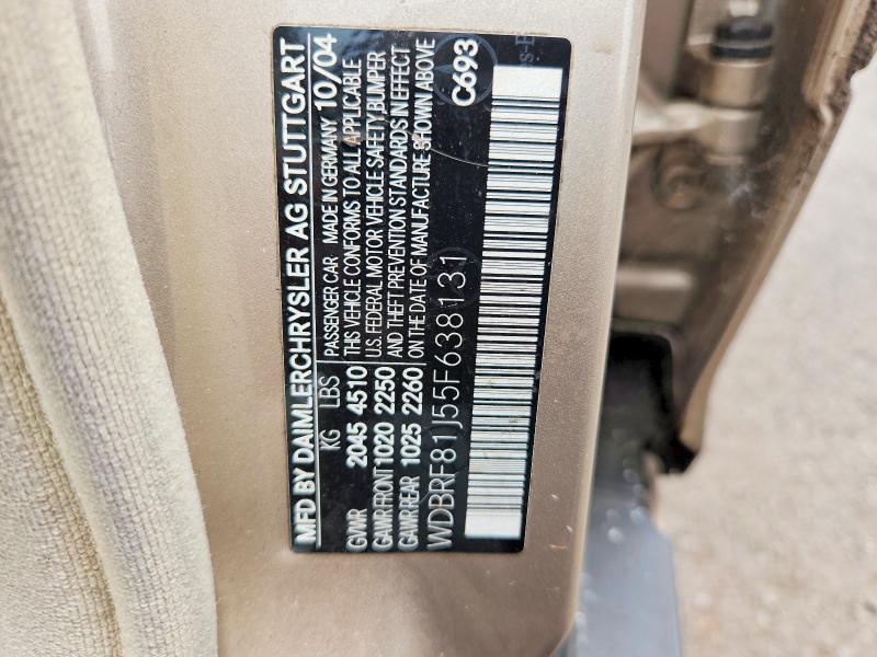 Aukcja sprzedaży 2005 Mercedes-benz C, vin: WDBRF81J55F638131, numer aukcji: 57388436