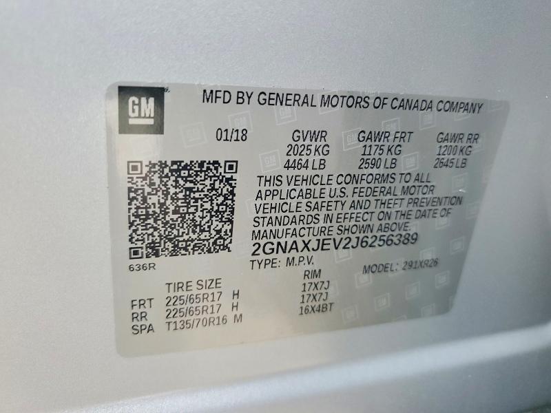 57835916 :رقم المزاد ، 2GNAXJEV2J6256389 vin ، 2018 Chevrolet Equinox مزاد بيع