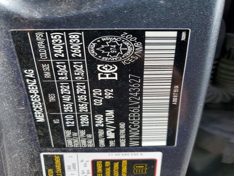 Aukcja sprzedaży 2020 Mercedes-benz Glc, vin: W1N0G6EB6LV243627, numer aukcji: 55721766