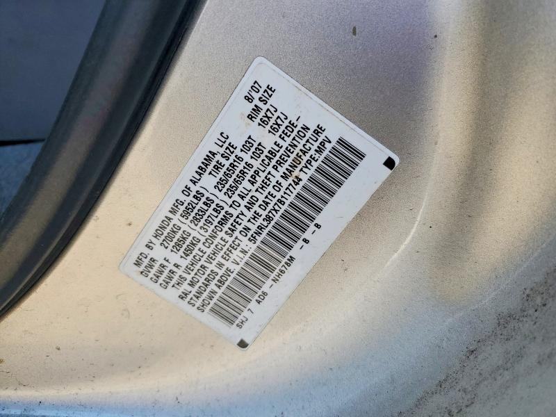 85627205 :رقم المزاد ، 5FNRL387X7B117744 vin ، 2007 Honda Odyssey مزاد بيع